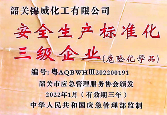 安全標(biāo)準(zhǔn)生產(chǎn)化三級(jí)企業(yè)